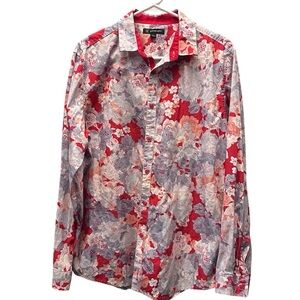INC International Concepts women’s Red Floral Long Sleeve button down size large